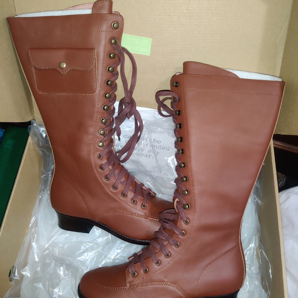 American Dutchess Bessie Brown Leather Women's Boots